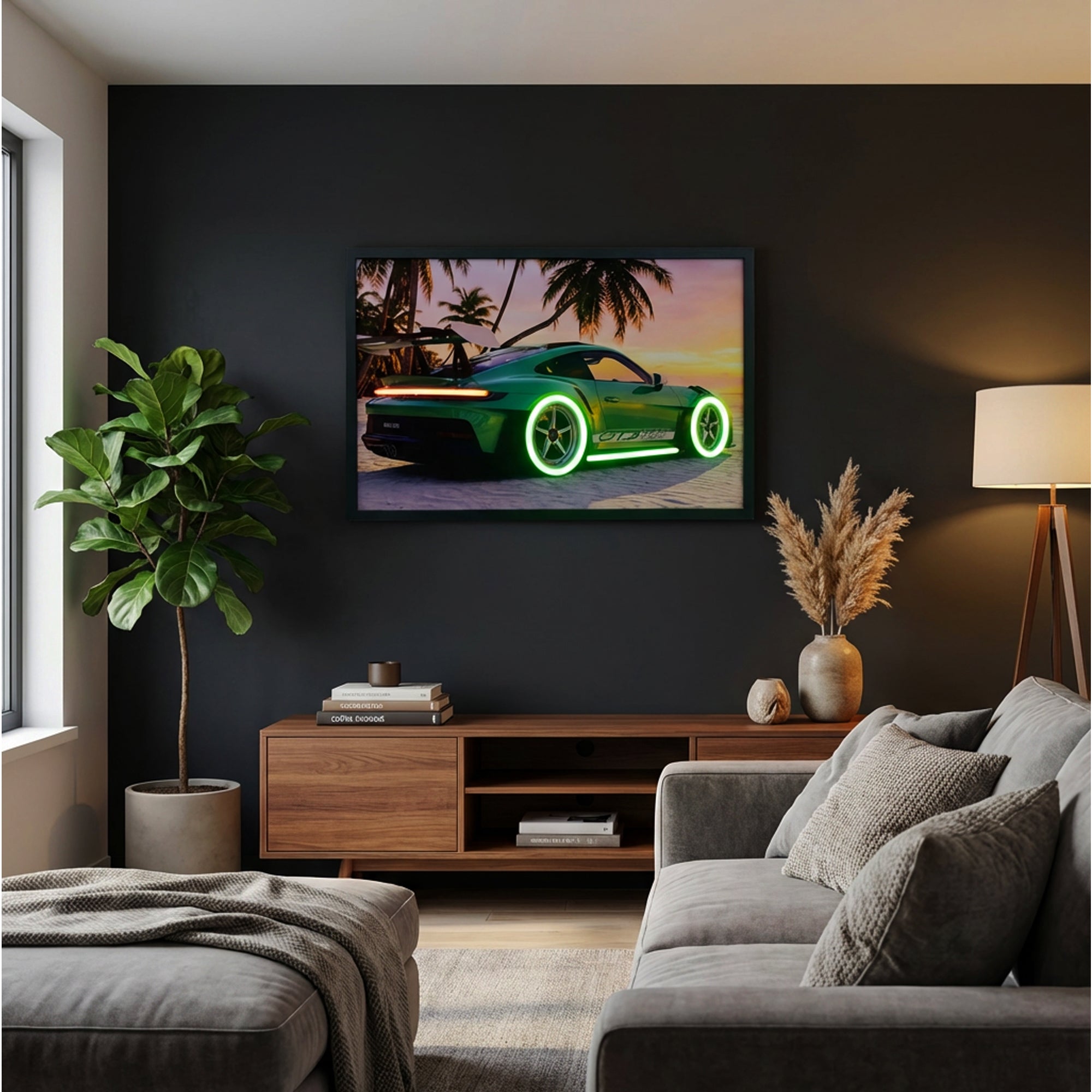 70 x 40cm Car Frame with Lights Green