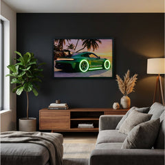 70 x 40cm Car Frame with Lights Green