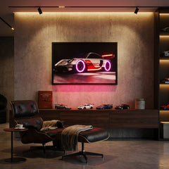 70 x 40cm Car Frame with Lights Red & Silver