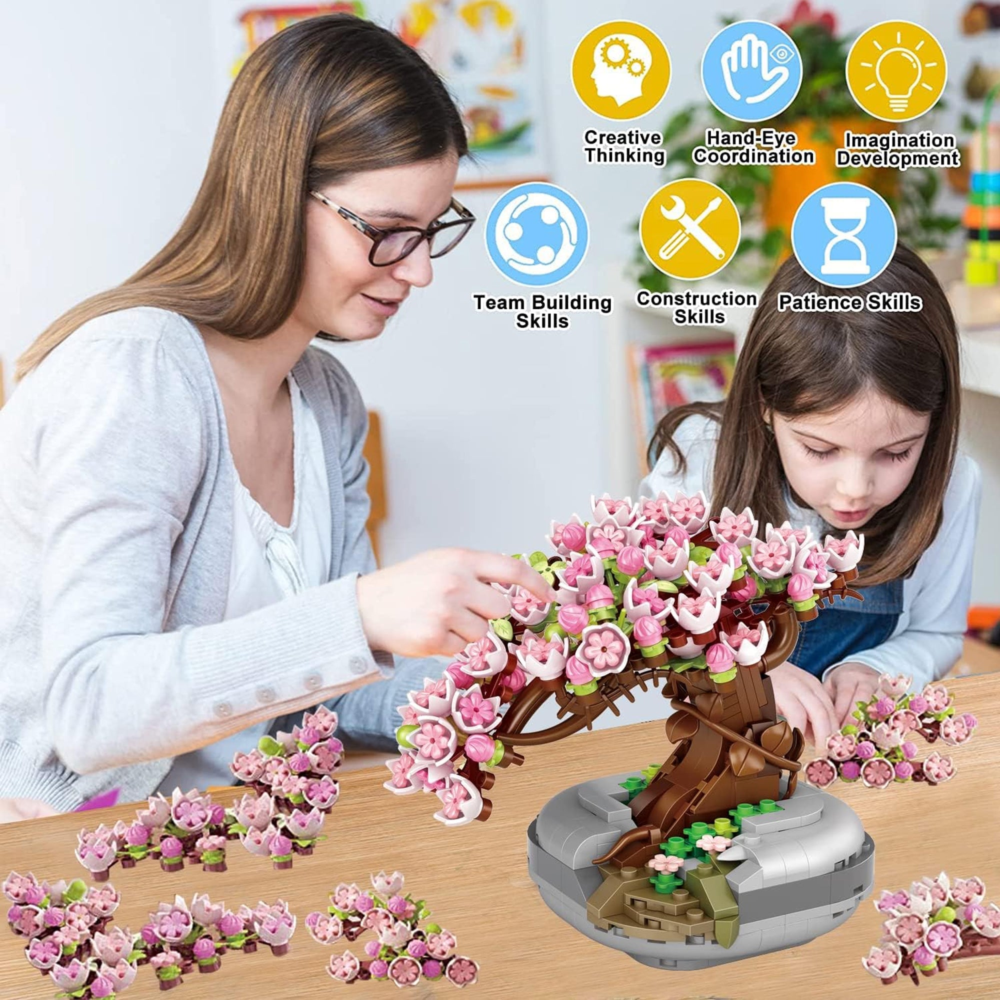 427 Piece Cherry Blossom Building Blocks Set Multicoloured