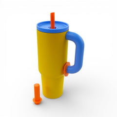 1.2Lt Flask with Straw Blue & Yellow