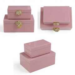 2 Piece Jewellery Box Set Pink