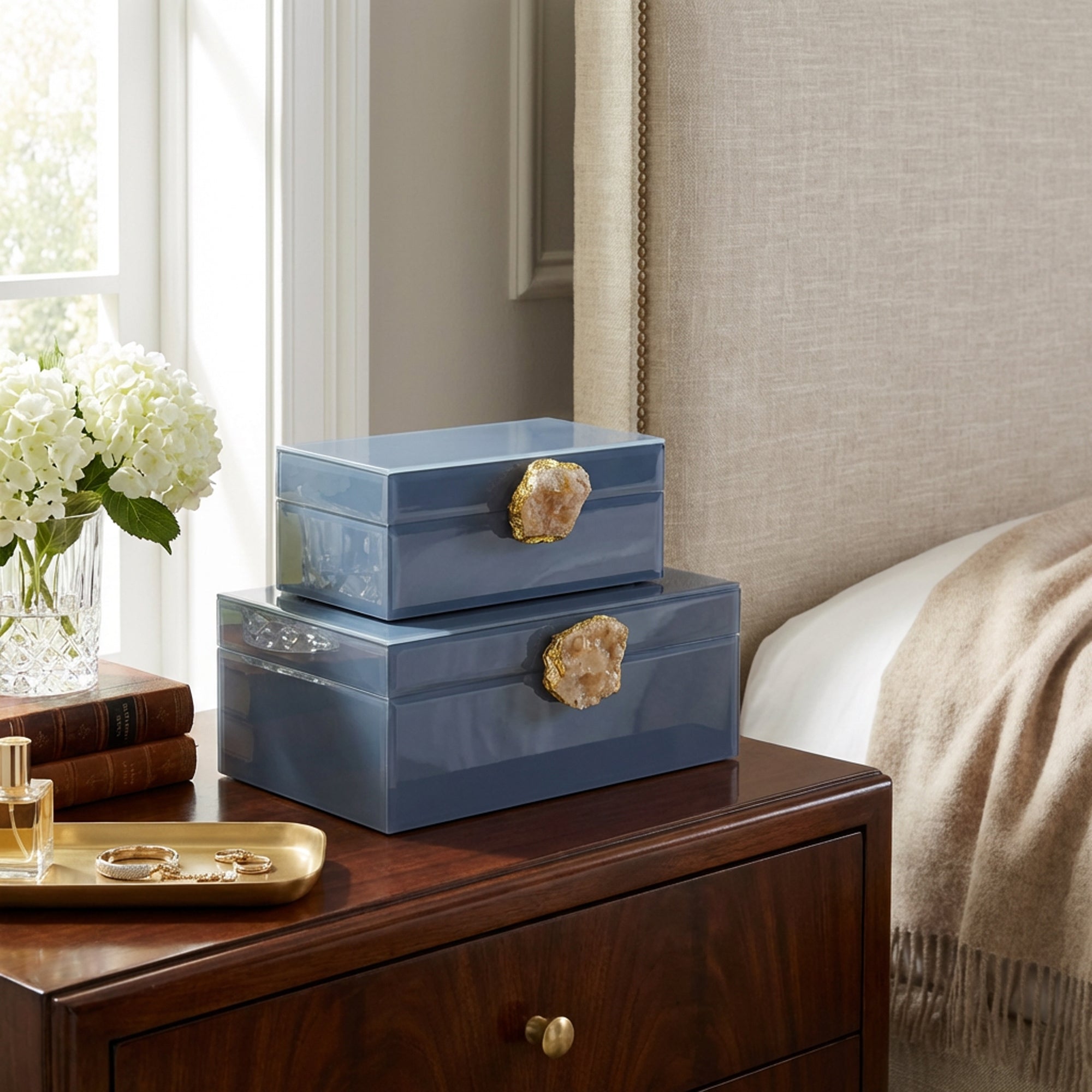 2 Piece Jewellery Box Set Blue
