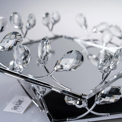 2 Piece Rectangular Mirror Tray Set Silver
