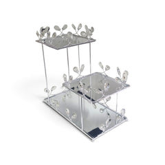 3 Tier Mirror Dessert Stand Silver