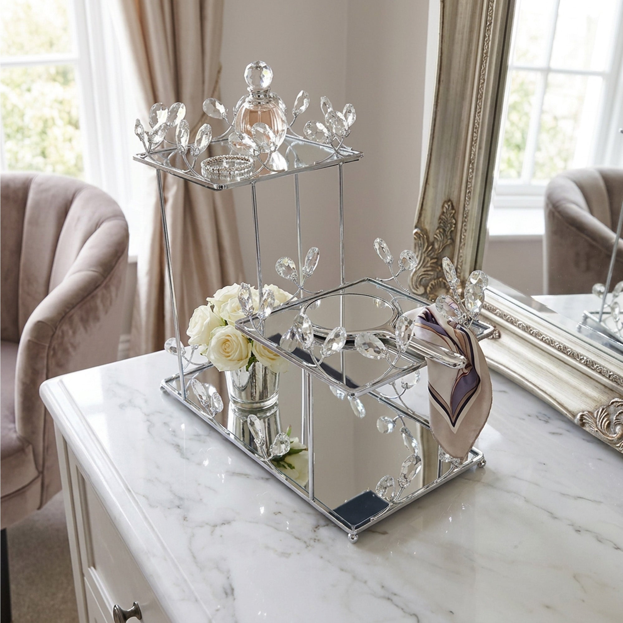 3 Tier Mirror Dessert Stand Silver