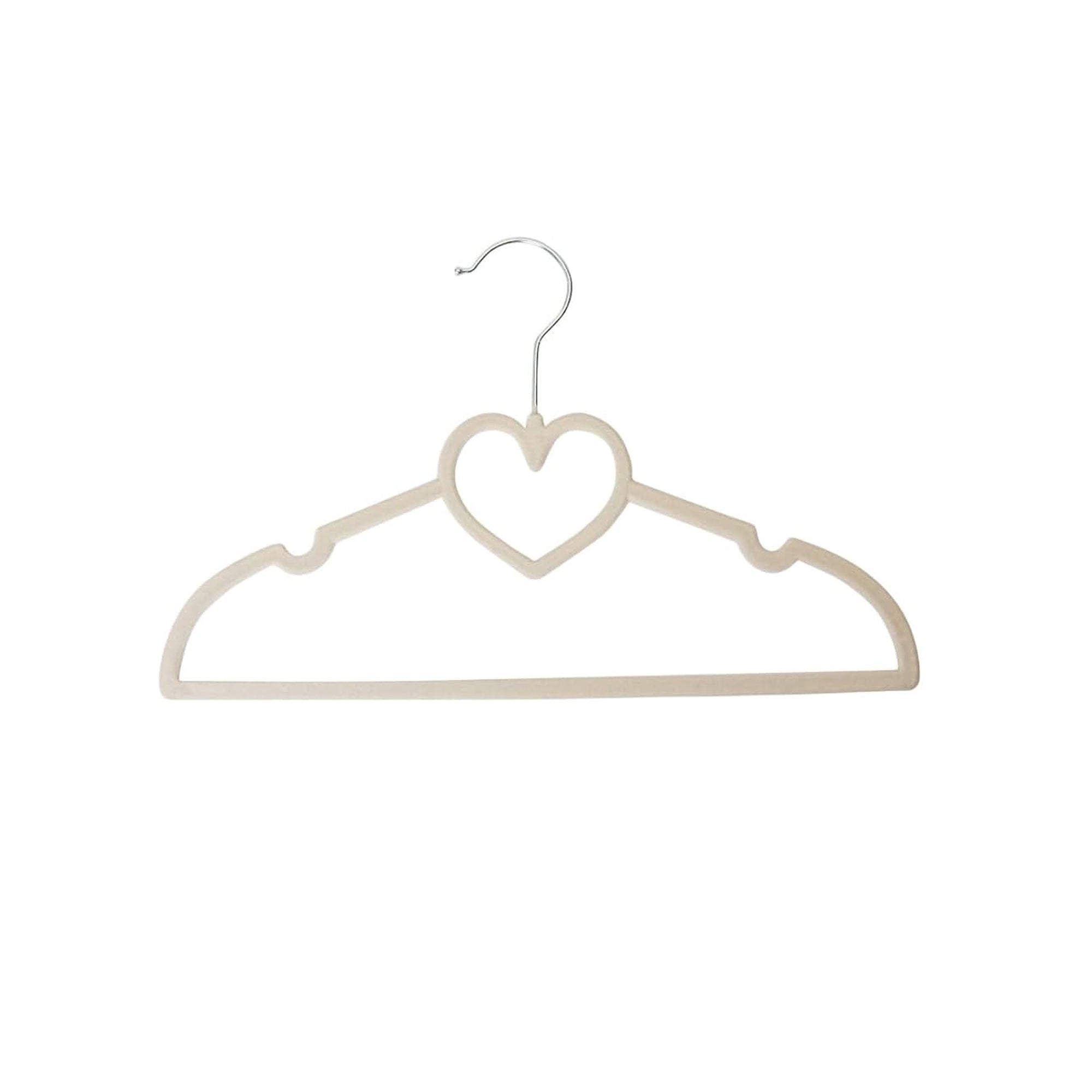 25 Piece Kids Velvet Hanger with Chrome Hooks Set Cream