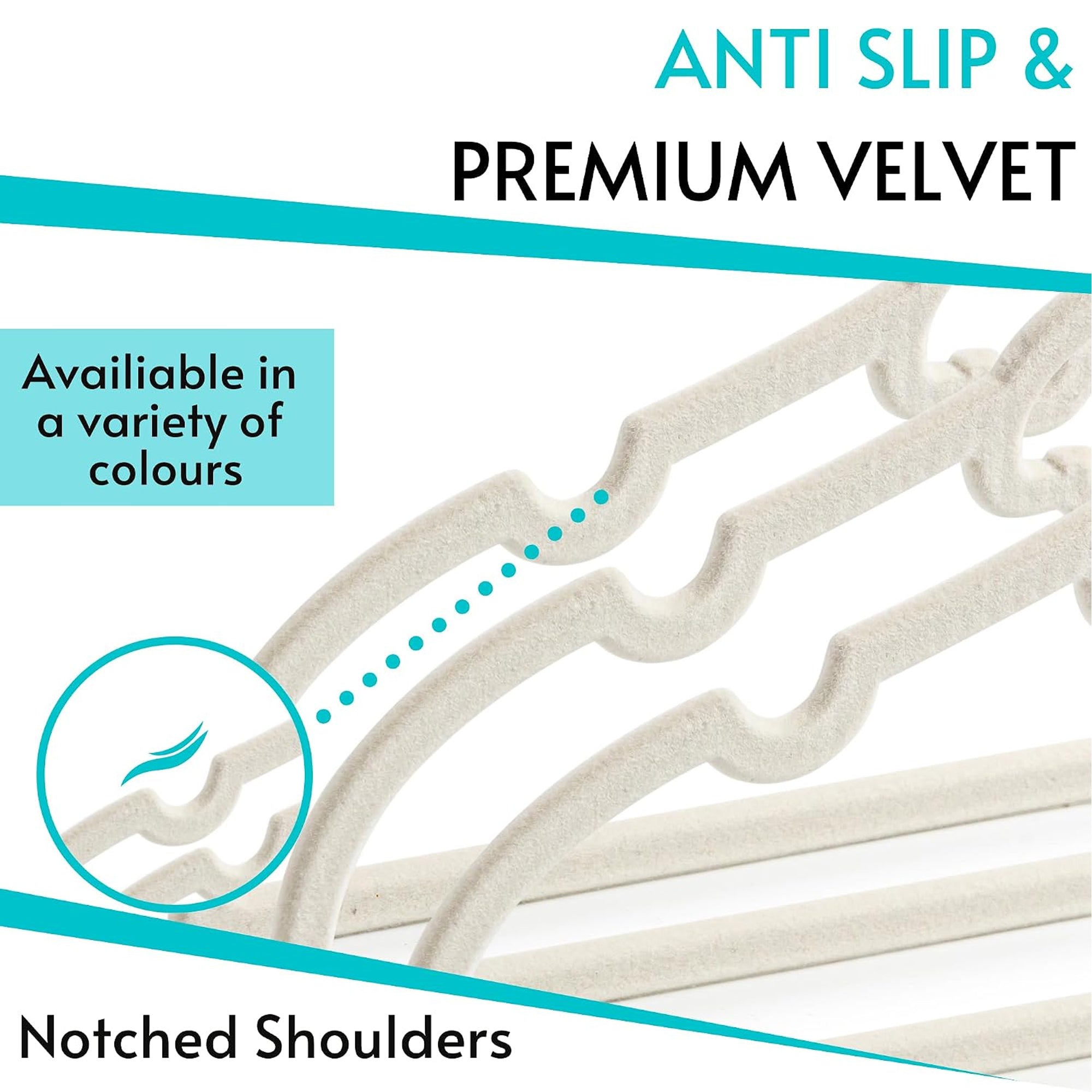 10 Piece Kids Velvet Hanger with Chrome Hooks Set Cream