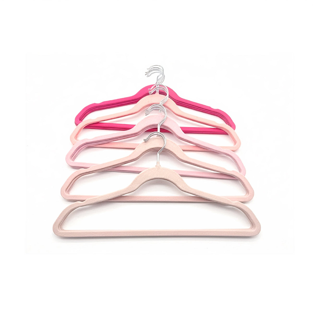 25 Piece Velvet Hanger with Chrome Hooks Set Pink
