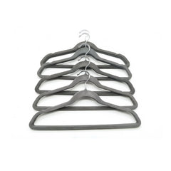 25 Piece Velvet Hanger with Chrome Hooks Set Grey
