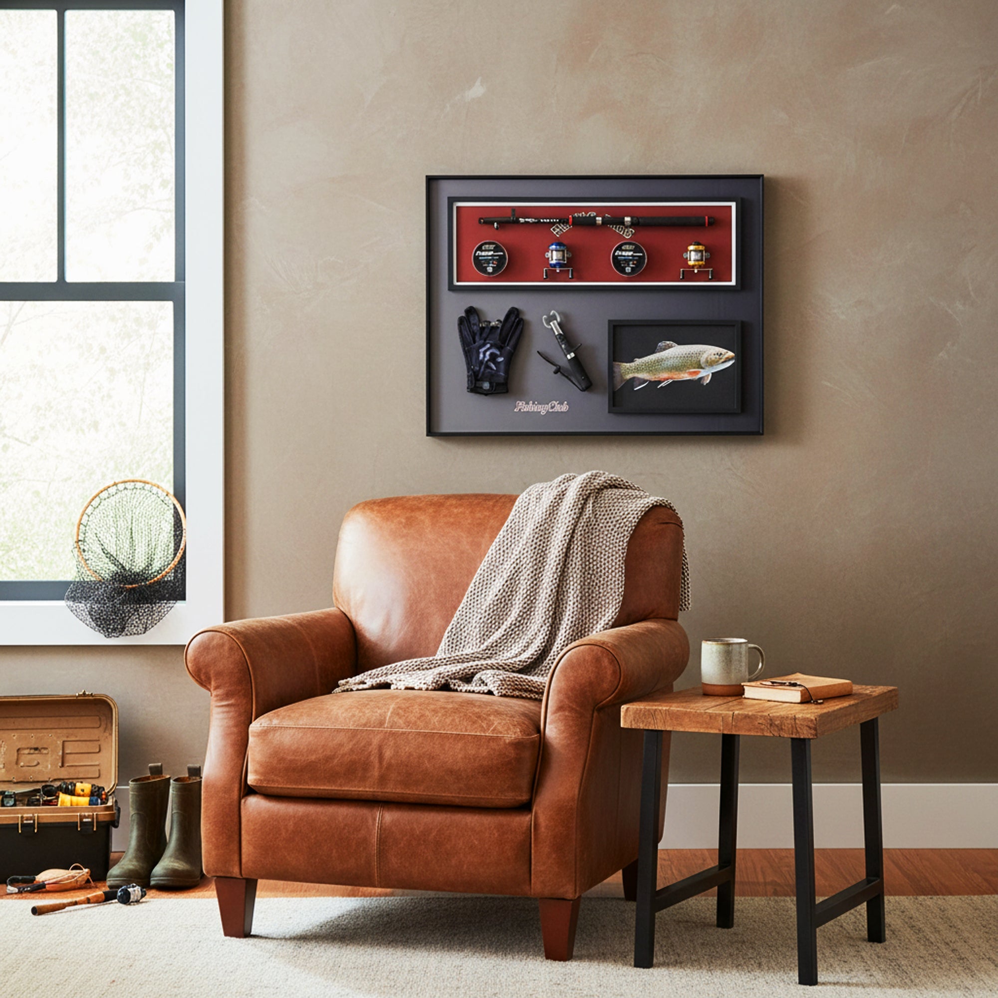 60 x 80cm Fishing Frame Black & Red