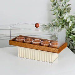 36.5cm Footed Rectangular Dessert Server with Lid Cream