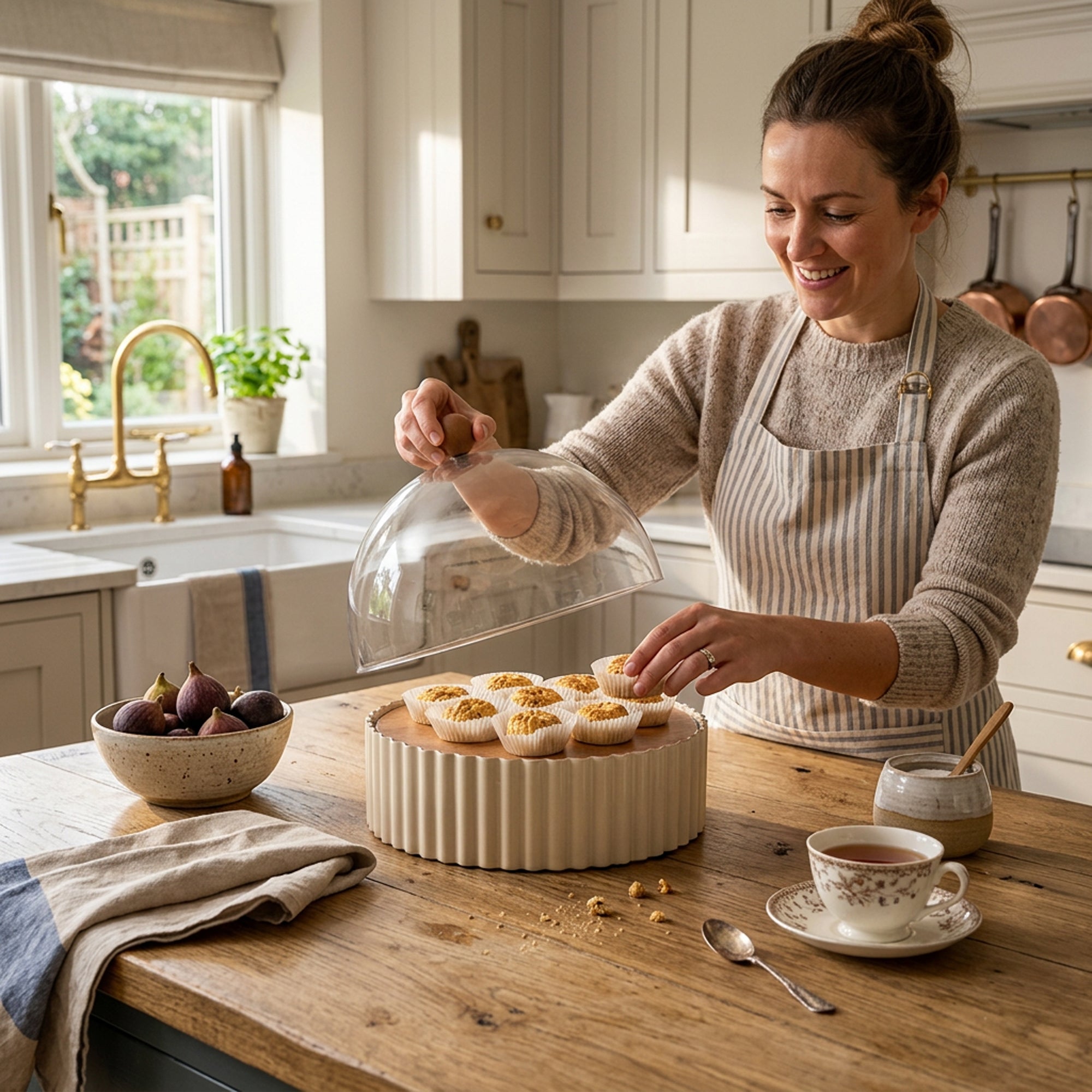 21cm Footed Cake Stand with Dome Cream