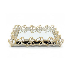 2 Piece Chain Design Tray Set Gold