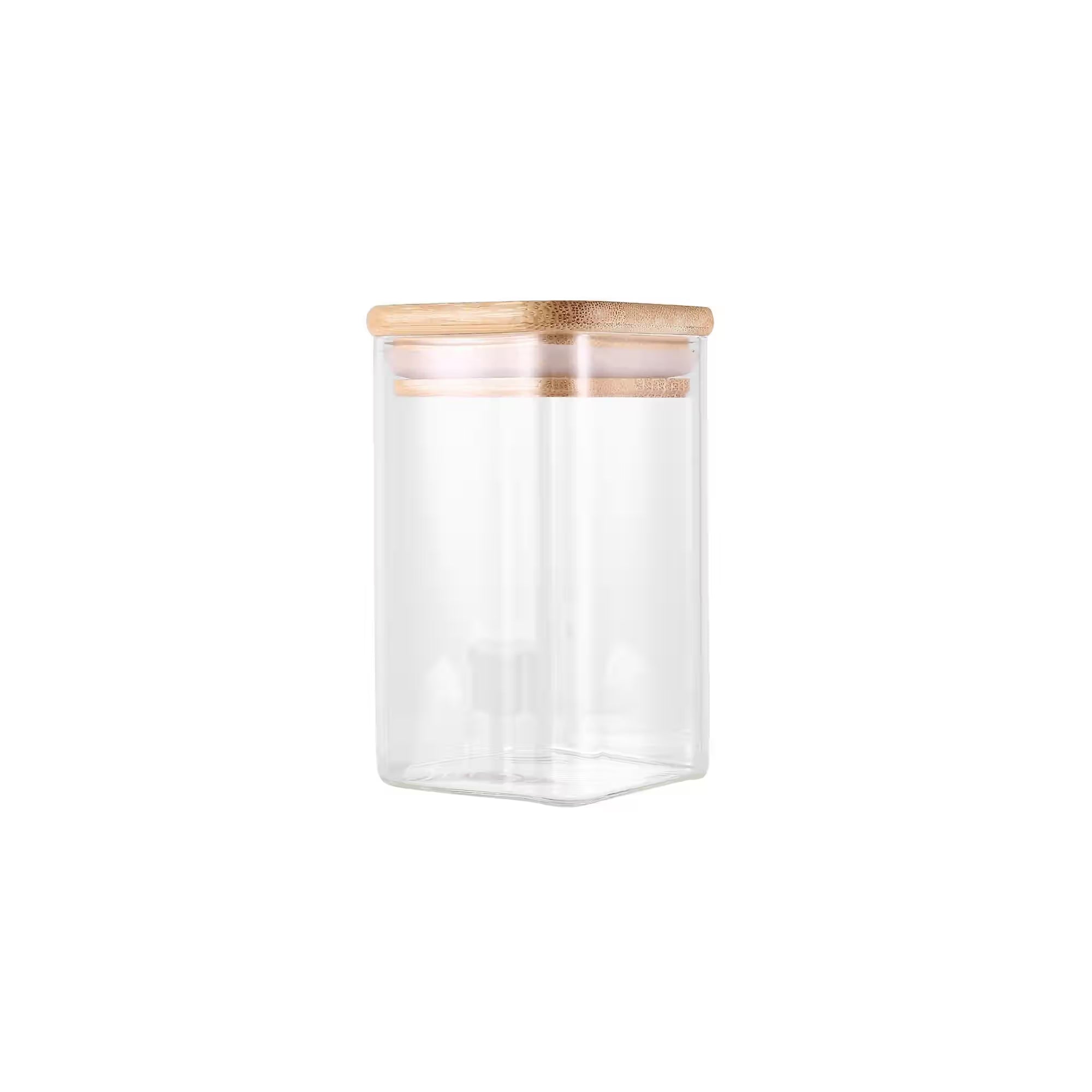 12 Piece Square Canister Set with Bamboo Lids Clear
