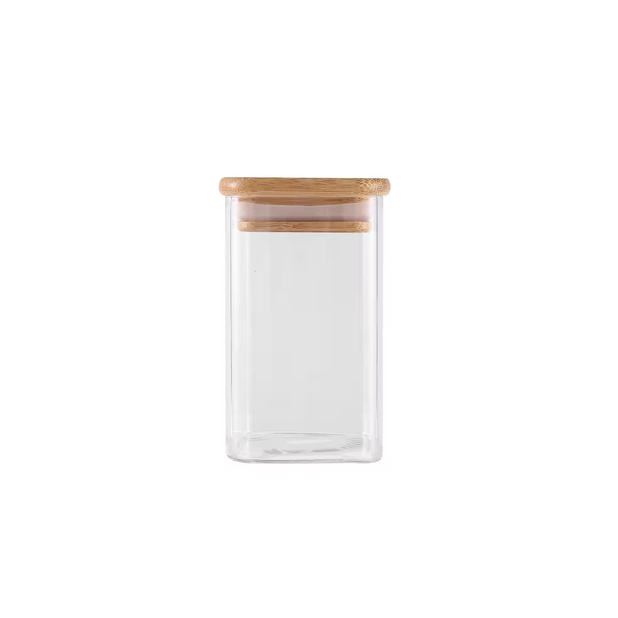 12 Piece Square Canister Set with Bamboo Lids Clear