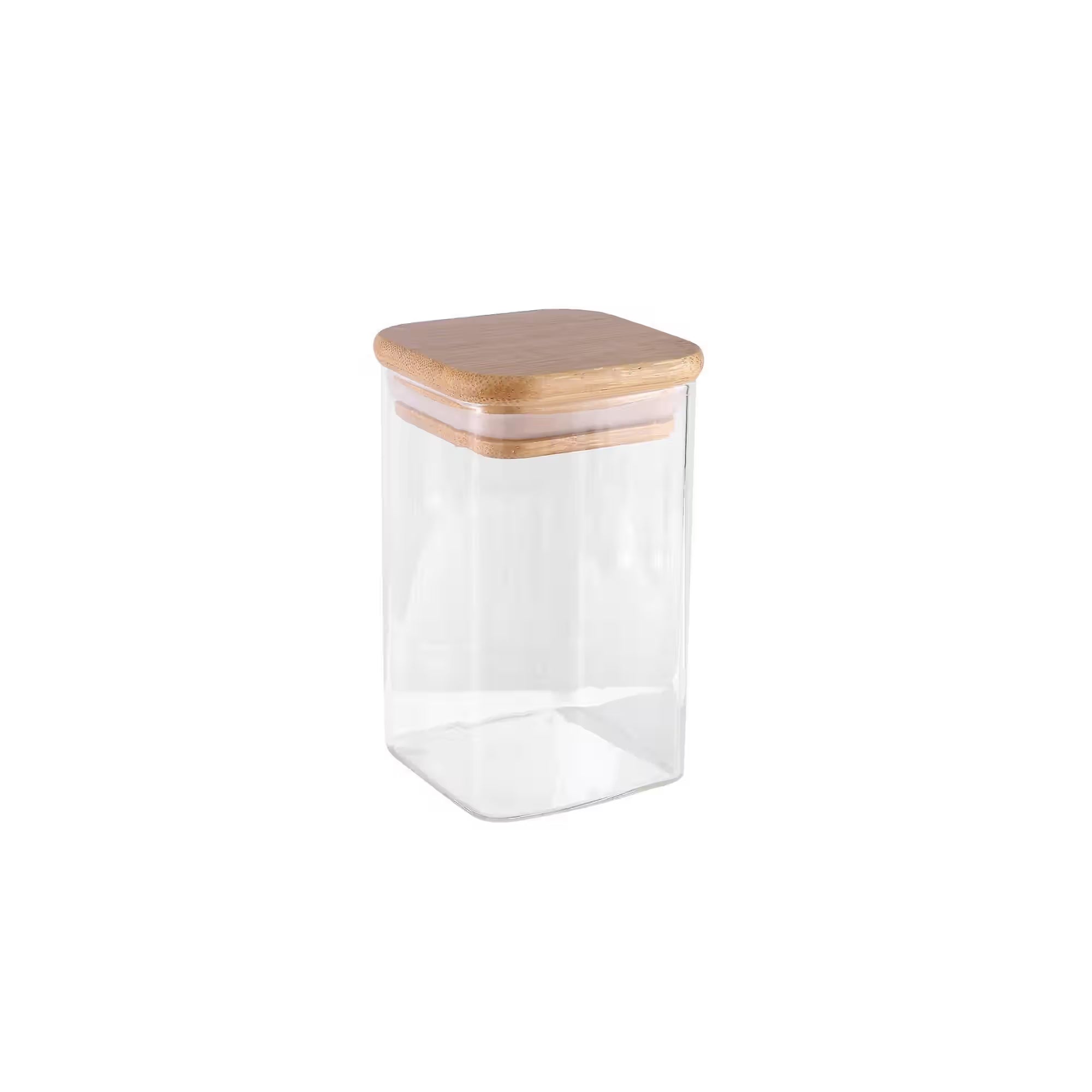 12 Piece Square Canister Set with Bamboo Lids Clear