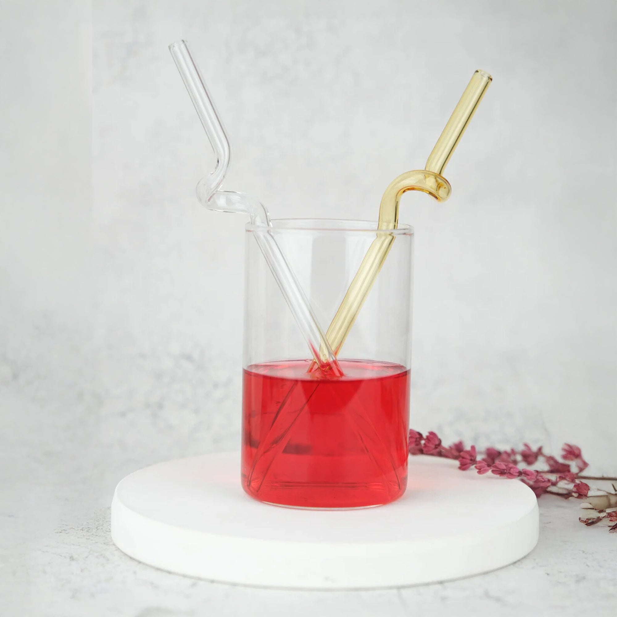 5 Piece Glass Straw Set Multicoloured