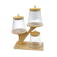 3 Piece Bamboo Canister Set Clear