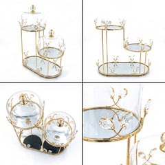 2 Tier Dessert Server with Domes Gold