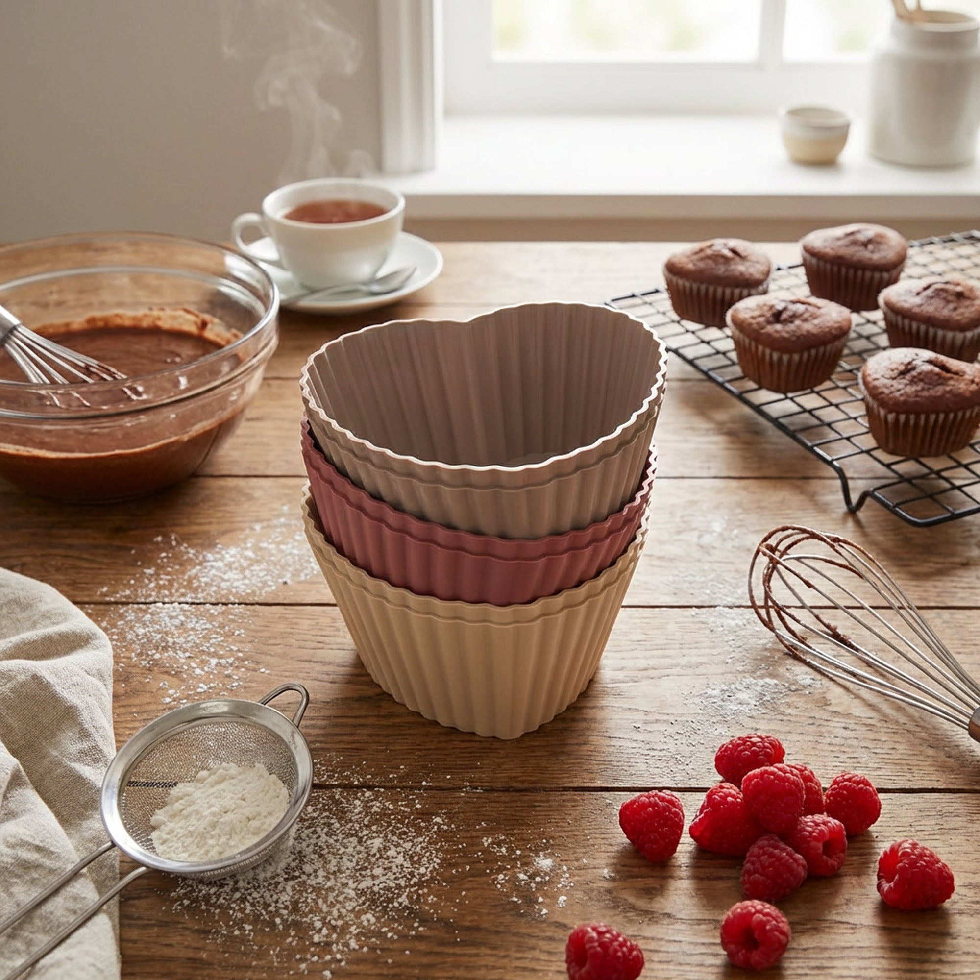6 Piece Heart Shaped Muffin Cups Assorted
