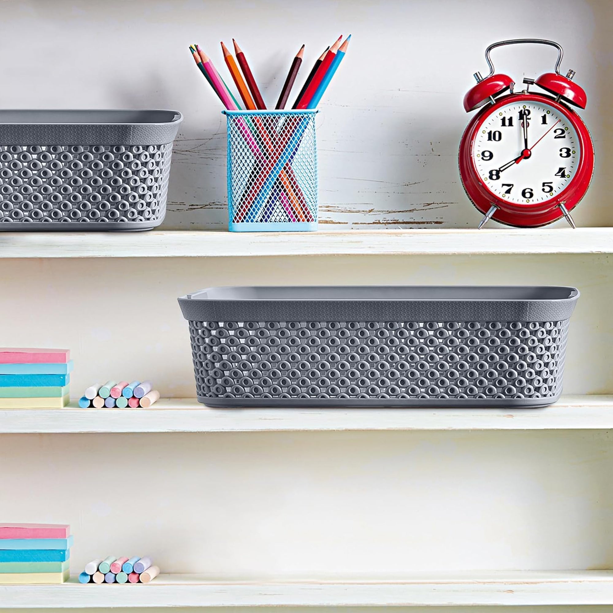 3 Piece Diamond Design Basket Set Grey