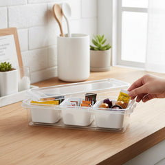 3 Compartment Flat Grand Organiser Box White