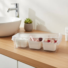 3 Compartment Flat Grand Organiser Box White