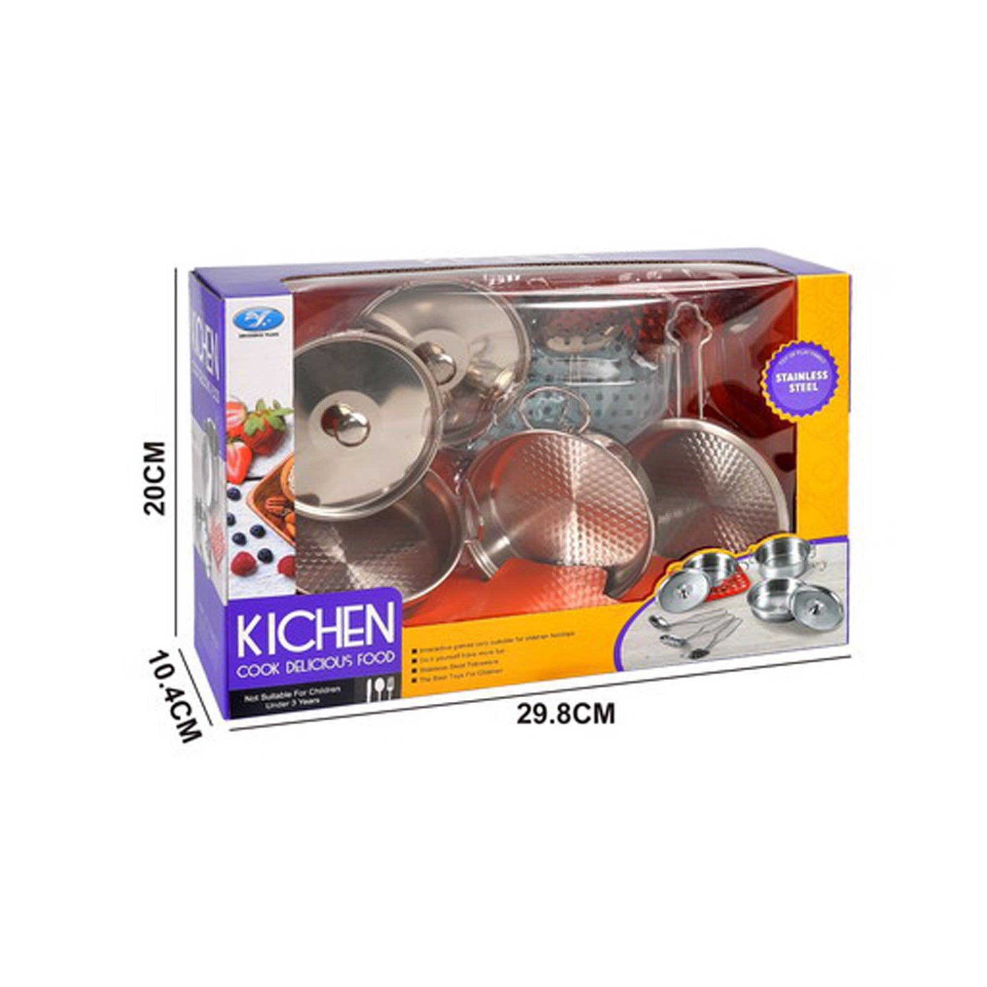 10 Piece Stainless Steel Toy Cooking Set Silver