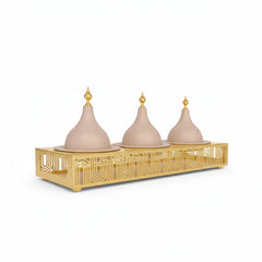 3 Compartment Snack Server with Domes Cream & Gold