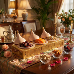 3 Compartment Snack Server with Domes Cream & Gold