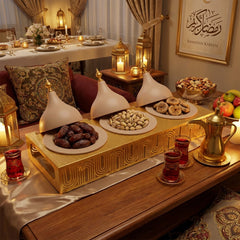 3 Compartment Snack Server with Domes Cream & Gold