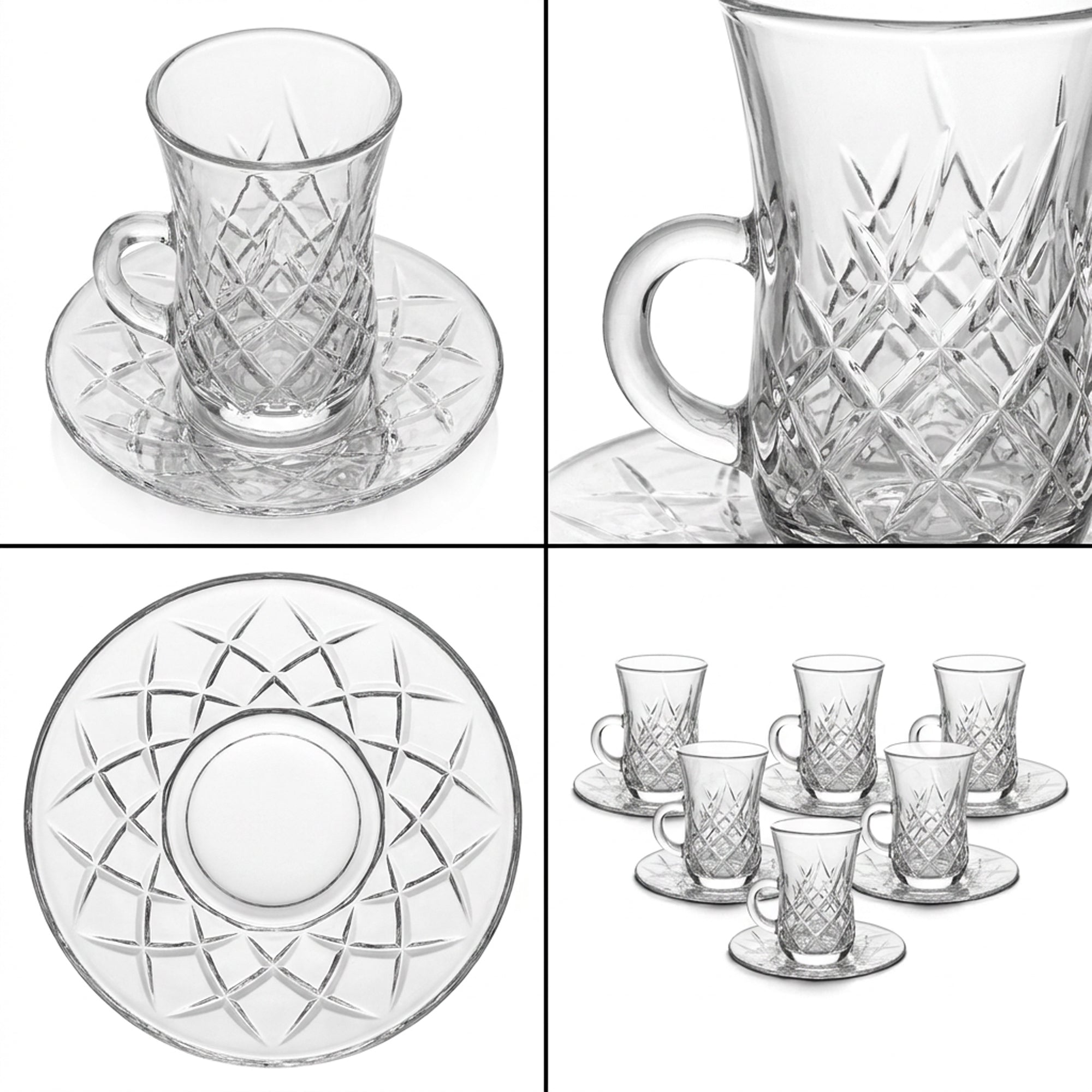 12 Piece Cup & Saucer Set Clear