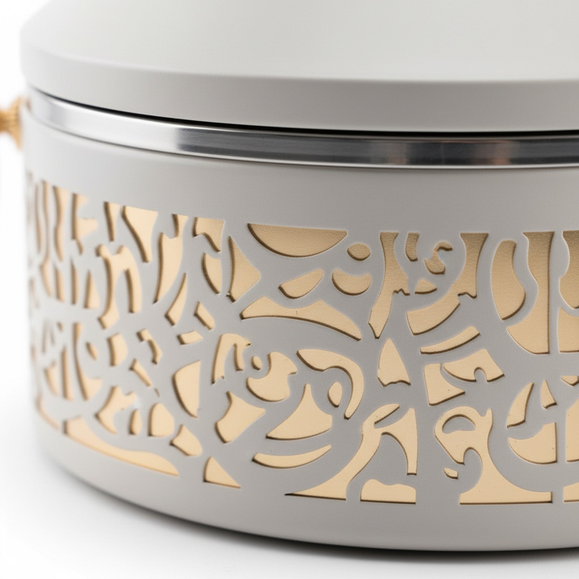 3 Piece Food Warmer Set Gold & White