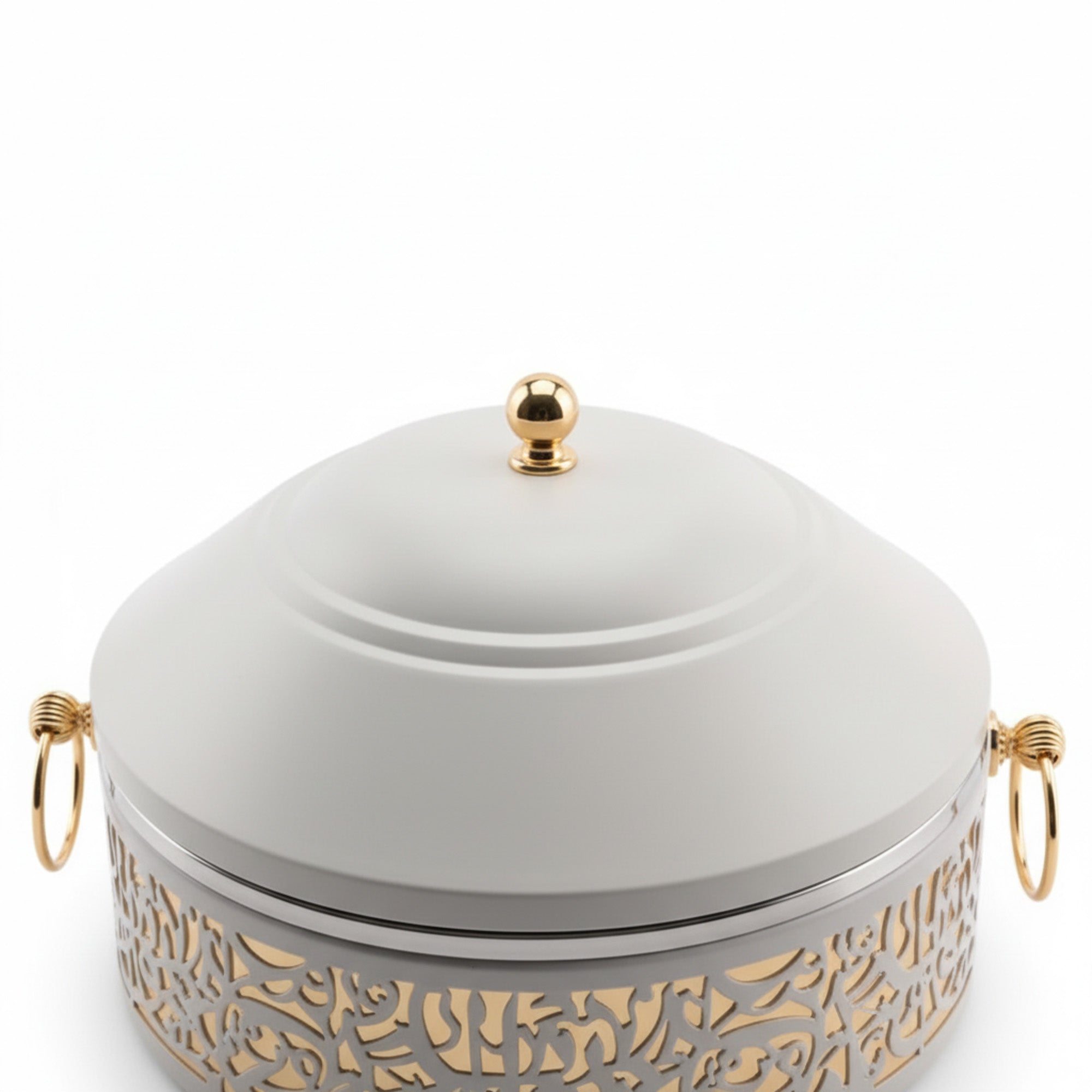 3 Piece Food Warmer Set Gold & White