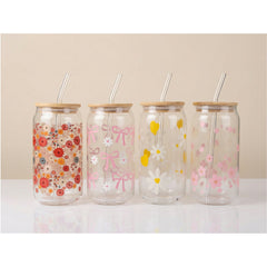 4 Piece 500ml Patterned Glass Tumbler Set Clear