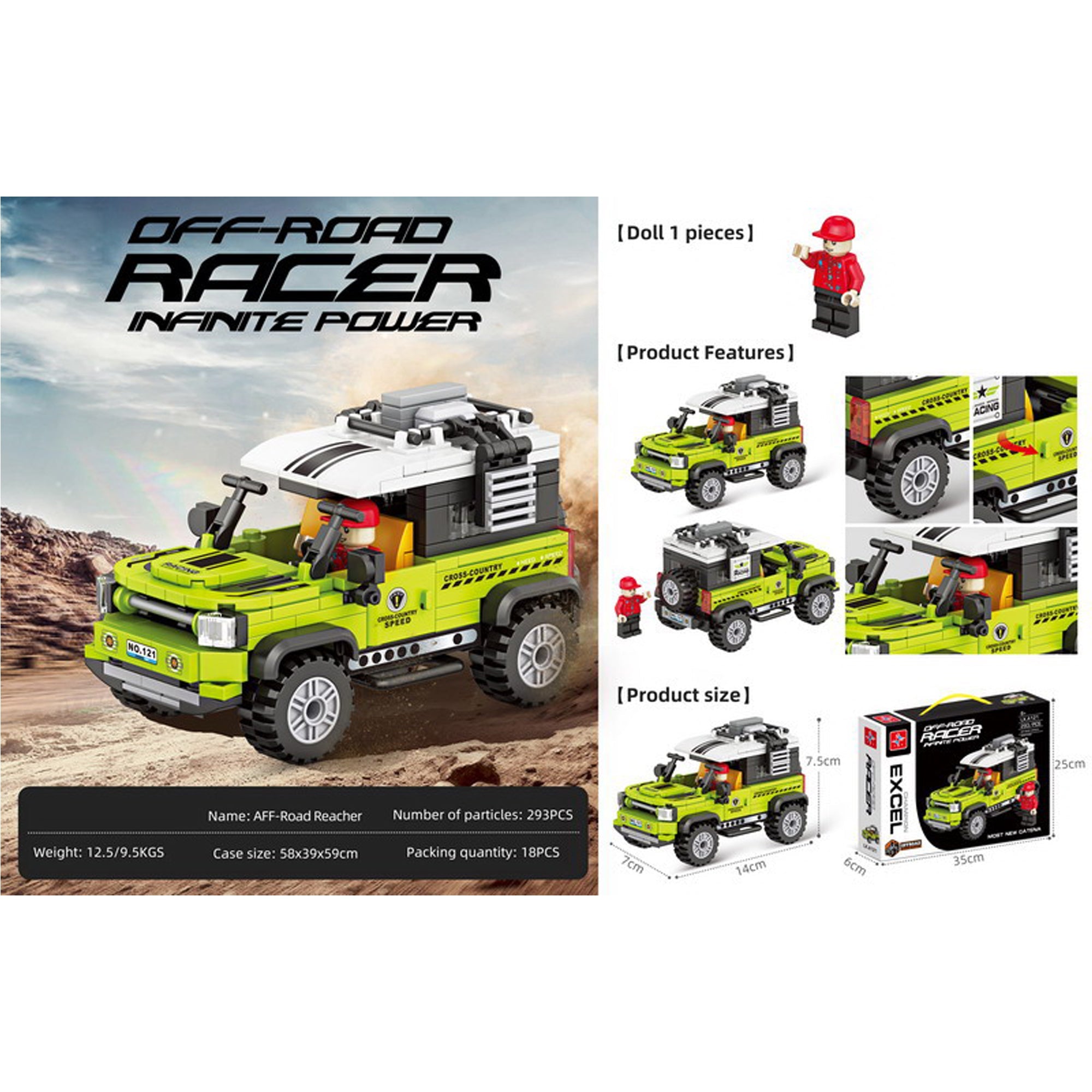 293 Piece Off Road Racer Infinite Power Building Blocks Set Green