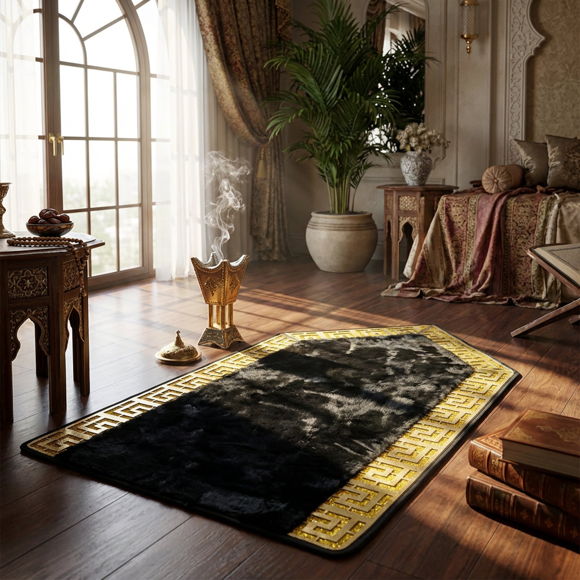 70 x 130cm Musallah Black & Gold