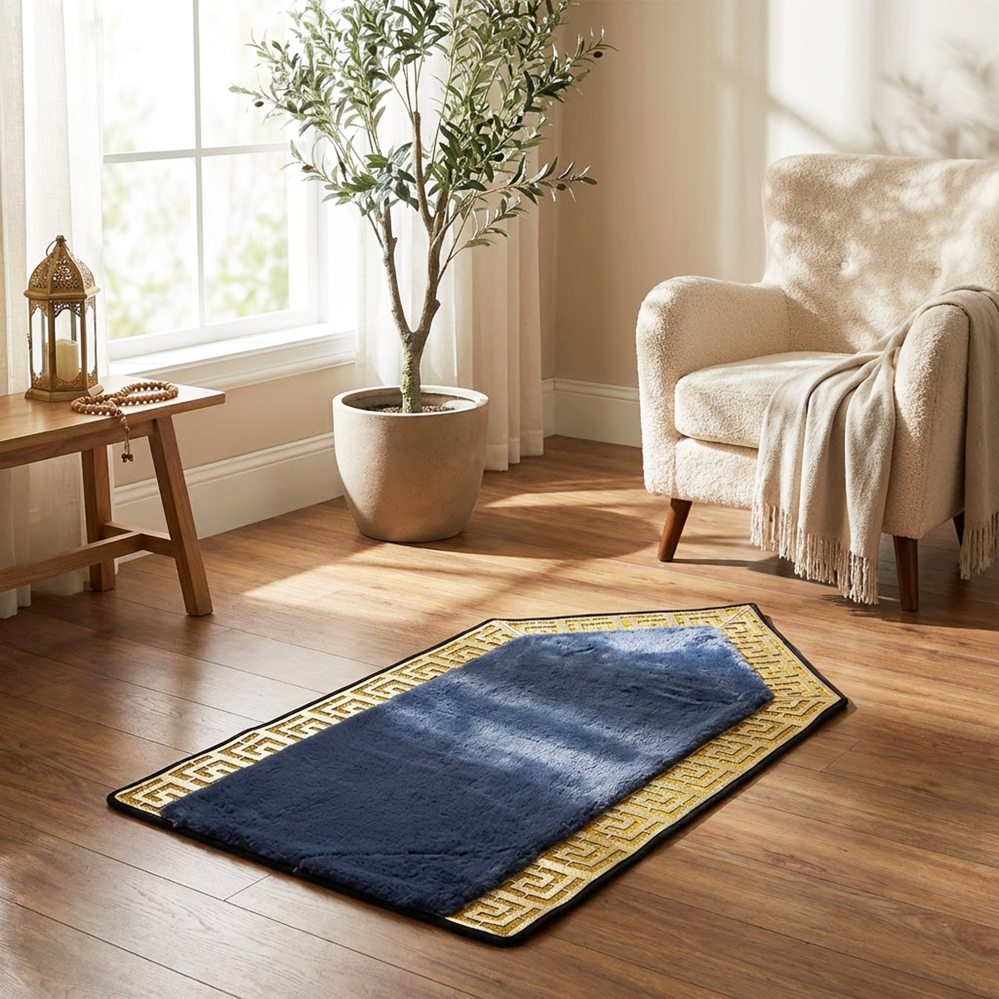 70 x 130cm Musallah Dark Grey & Gold