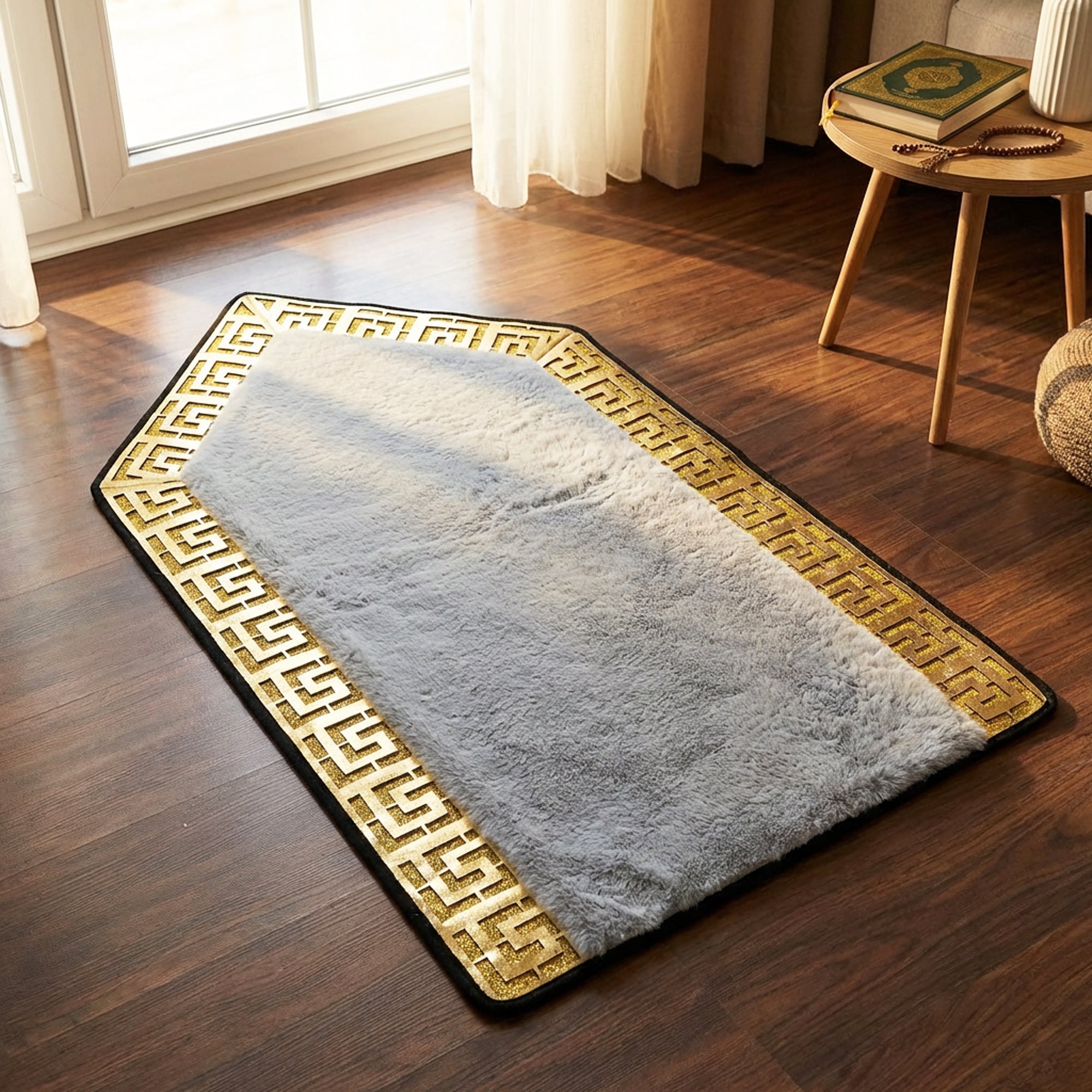 70 x 130cm Musallah Light Grey & Gold