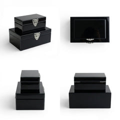 2 Piece Leopard Jewellery Box Set Black