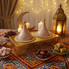 2 Compartment Snack Server with Domes Cream & Gold