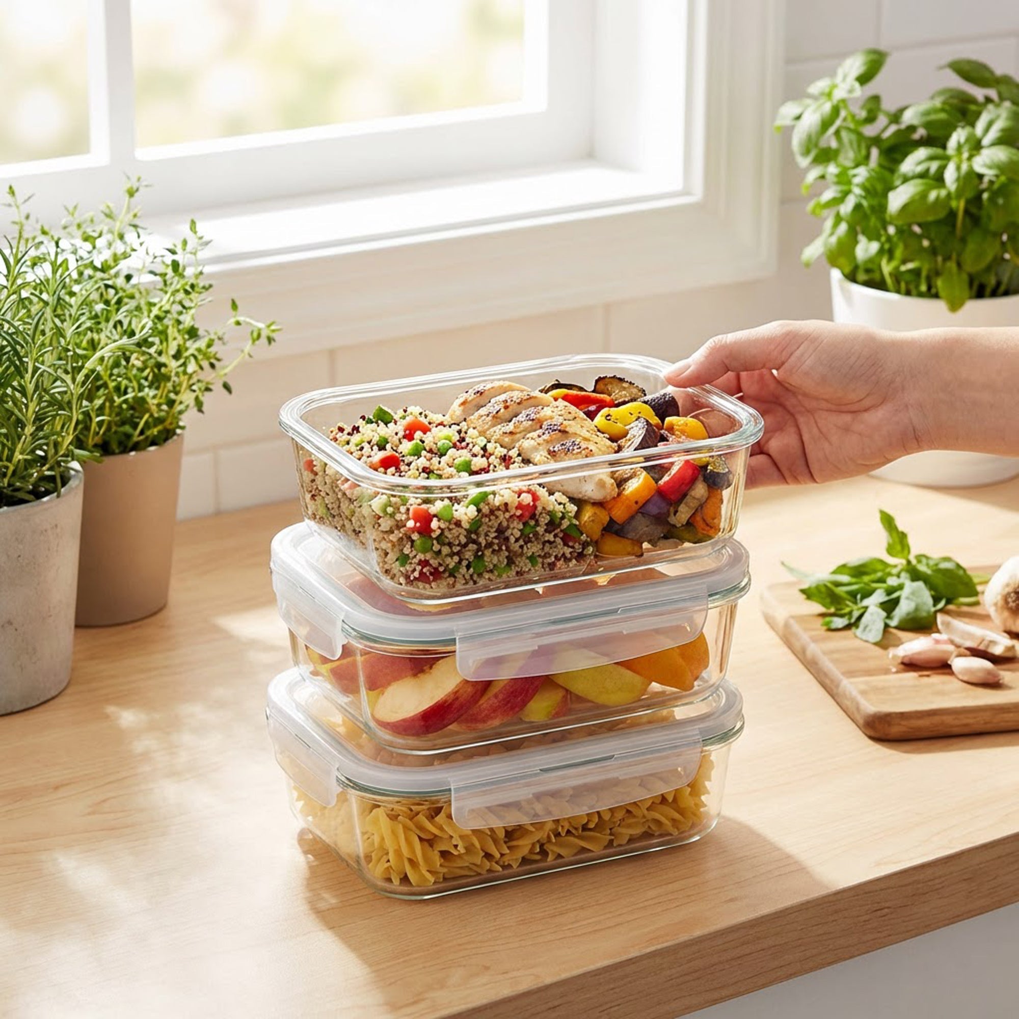 3 Piece 640ml Storage Container Set Clear