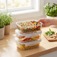 3 Piece 640ml Storage Container Set Clear