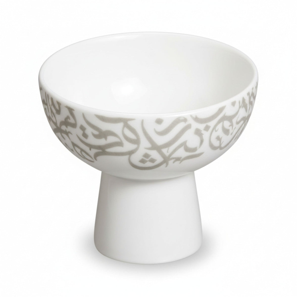 11cm Calligraphy Footed Bowl White