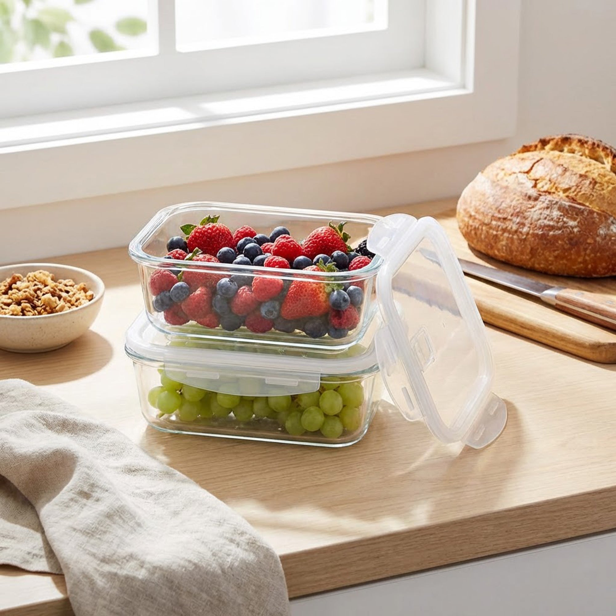 2 Piece 1040ml Storage Container Set Clear