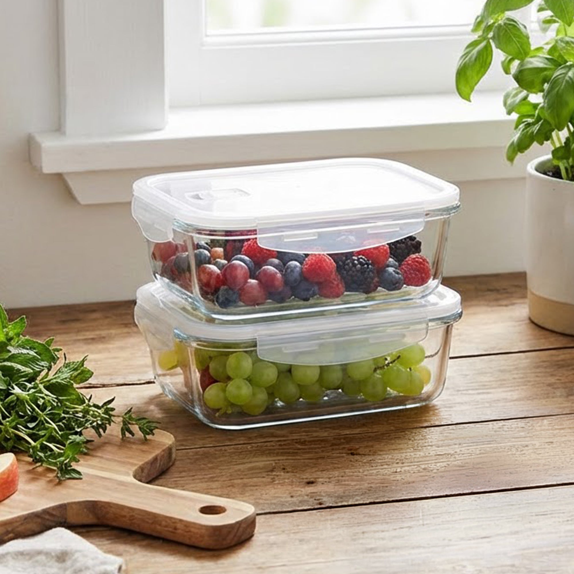 2 Piece 1040ml Storage Container Set Clear