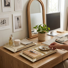 2 Piece Serving Tray Set Cream