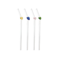 5 Piece Heart Glass Straw Set Clear