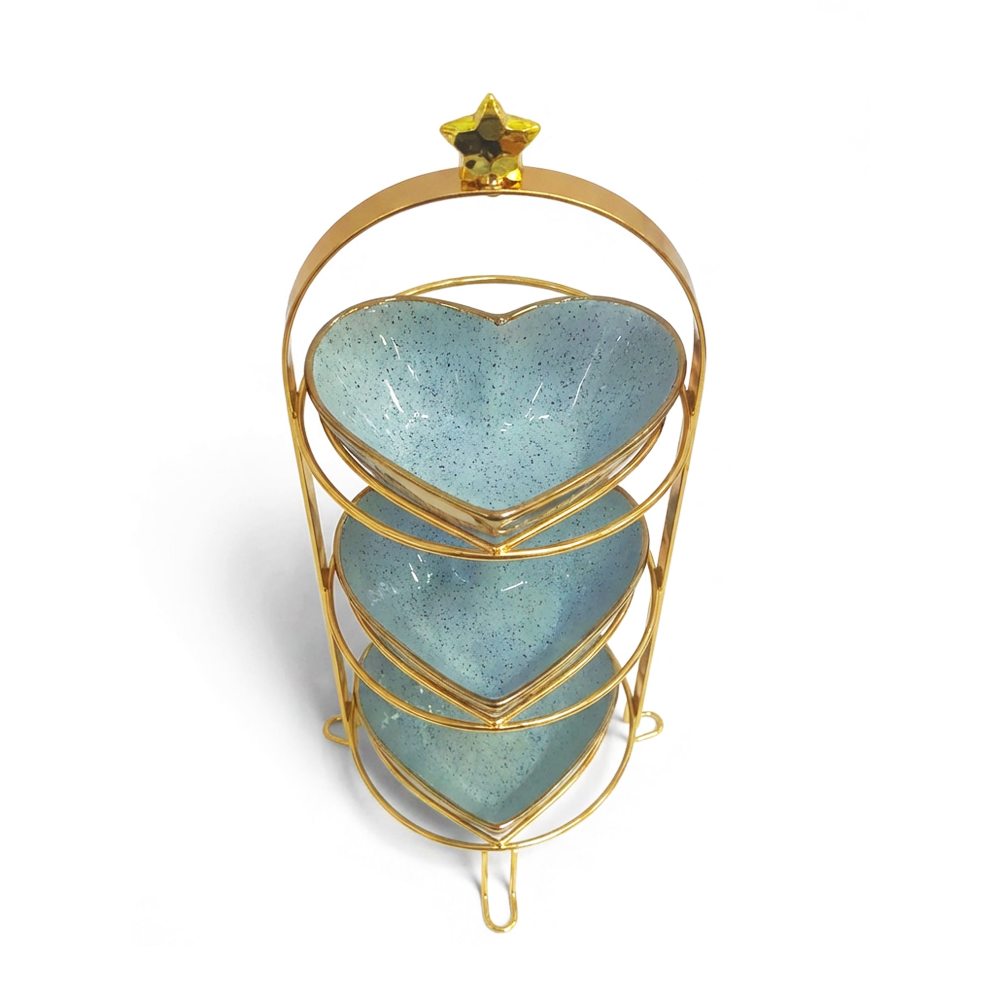 3 Tier Snack Bowl Set Blue & Gold
